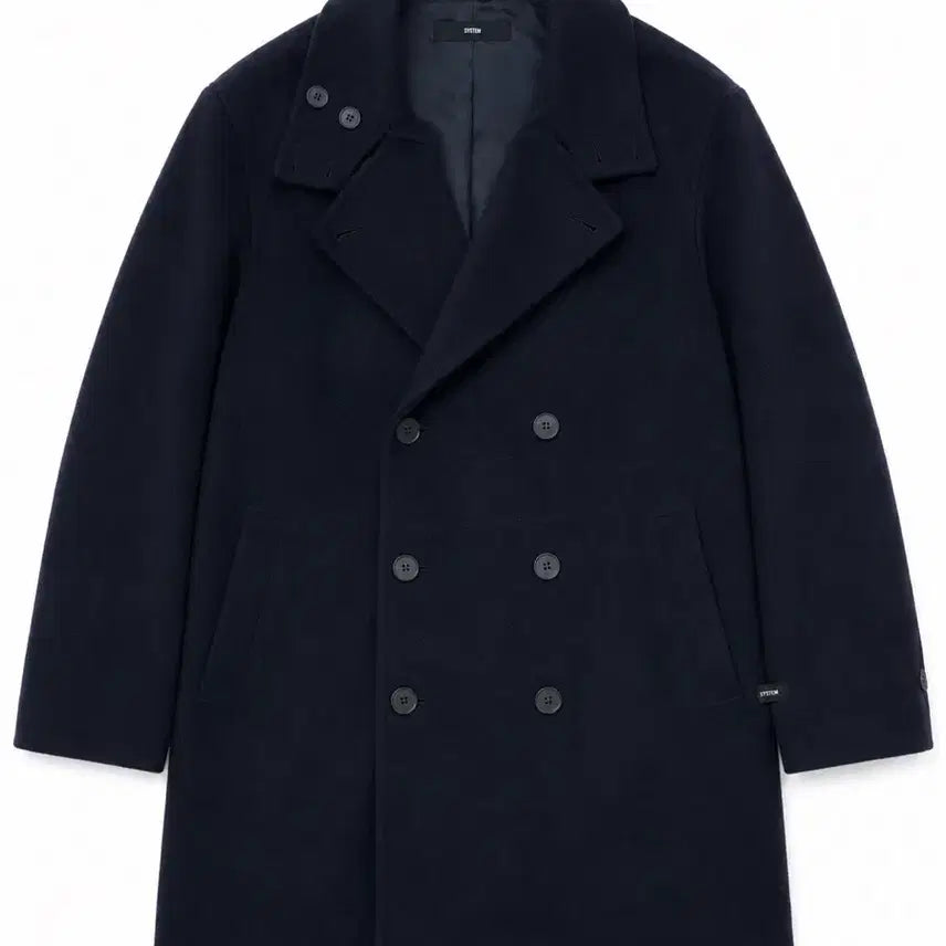 [BUNJANG] System Navy Double-Breasted Wool Blend Coat (Size 95) / 시스템 네이비 더블 코트 (95) M
