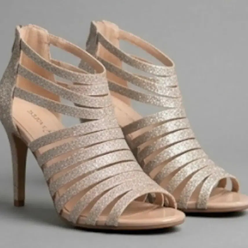 [BUNJANG] SODA Silver Glitter Strap Heels (245) / 소다 슈즈 실버 글리터 스크랩힐 245