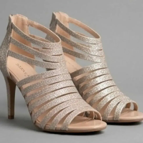 [BUNJANG] SODA Silver Glitter Strap Heels (245) / 소다 슈즈 실버 글리터 스크랩힐 245