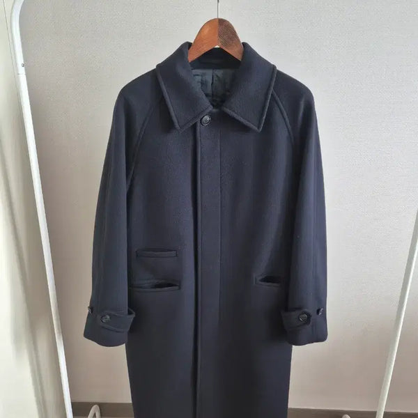 [BUNJANG] The Knit Company Cashmere Blend Balmacaan Coat Dark Navy / 더니트컴퍼니 캐시미어 블랜드 발마칸 코트 다크네이비