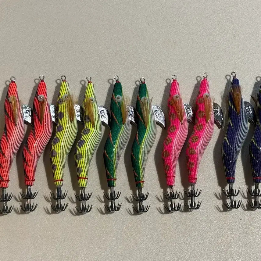 [BUNJANG] Mackerel Squid Wood Egi Lures 3.0 (Set of 10) / 무늬오징어 오동목 에기 3.0호 10개