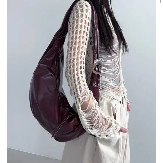 [BUNJANG] Lowere Burgundy Shoulder Bag / 로웨어 버건디 숄더백