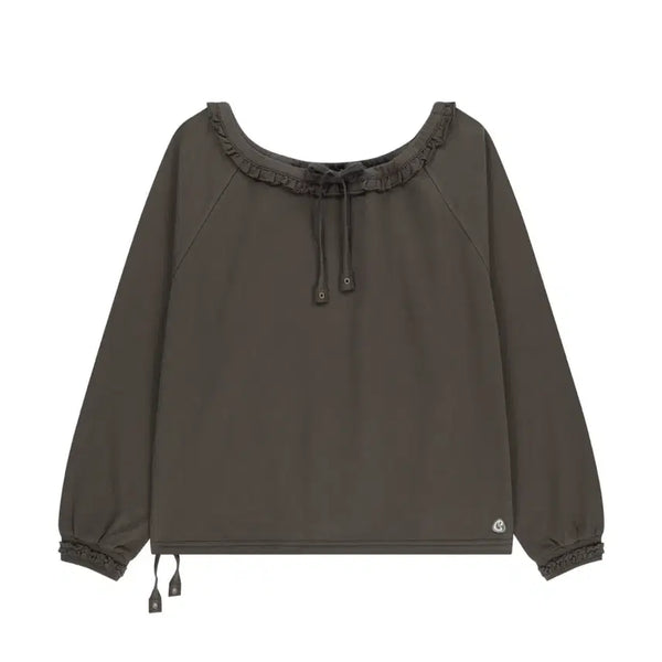 [BUNJANG] KOSEIO Drawstring Long Sleeve Charcoal / 코이세이오 DRAWSTRING LONG SLEEVE CHARCOAL