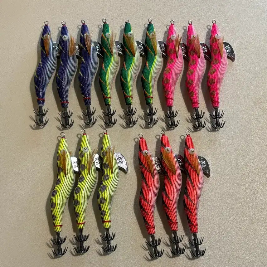 [BUNJANG] Squid Jigs 3.0, 15 Piece Set / 무늬오징어 오동목 에기 3.0호 15개