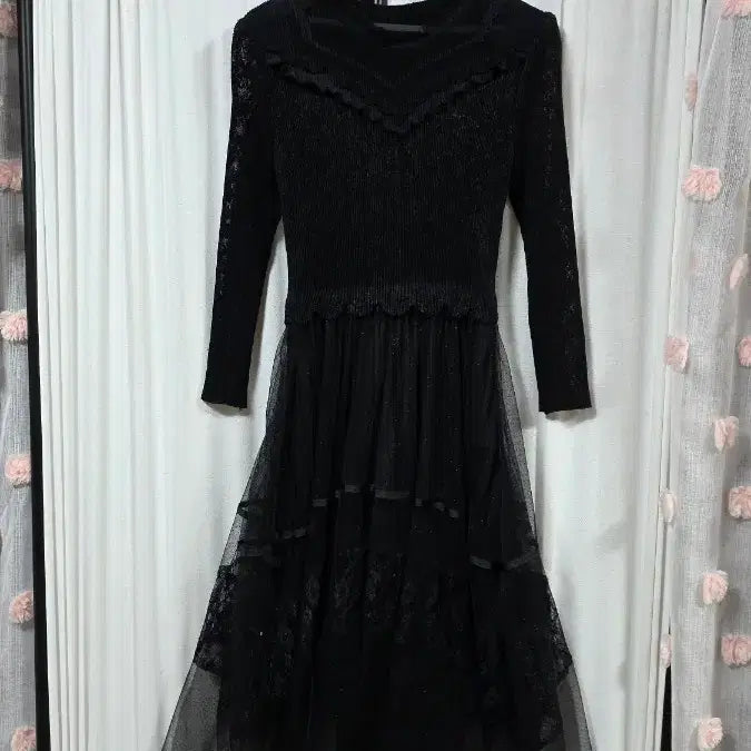 [BUNJANG] Pleated Lace Maxi Dress / 예쁜플리츠레이스치마롱원피스(55-66)