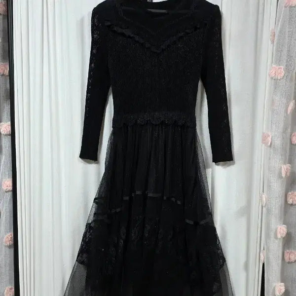 [BUNJANG] Pleated Lace Maxi Dress / 예쁜플리츠레이스치마롱원피스(55-66)