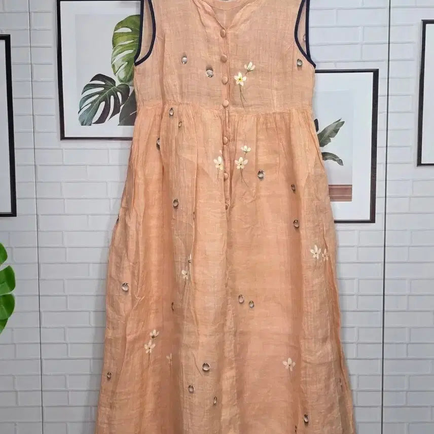 [BUNJANG] Ramie Sleeveless Long Dress - Size 55 / 모시 민소매 롱 원피스 55사이즈