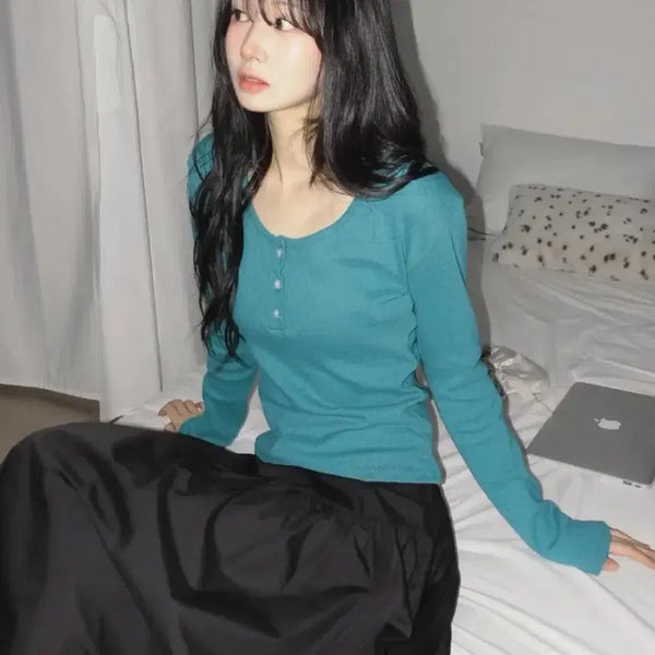 [BUNJANG] Ablry Mint Long Sleeve T-Shirt / 에이블리 민트 긴팔티