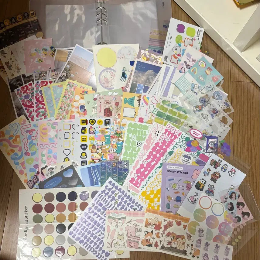 [BUNJANG] Diary Decor Stickers, Memo Pads, Postcards, Sticker Binder, Tweezers Bundle Set / 다꾸 스티커 속지 떡메 엽서 스티커바인더 핀셋 등등 일괄