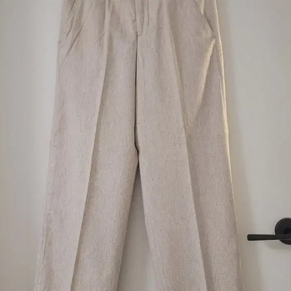 [BUNJANG] Zara Women's Beige Linen Wide Slacks Size 28 New / 자라 여성 베이지색 린넨 와이드 슬랙스28사이즈 새상품