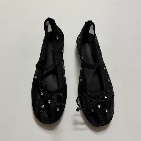 [BUNJANG] Women's Cubic Mesh Flat Shoes - Size 235 / 새상품 여자 큐빅 메쉬 플랫슈즈 235