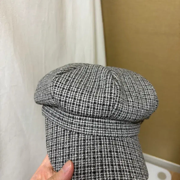 [BUNJANG] Check Wool Baker Boy Hat / 체크 울 빵모자