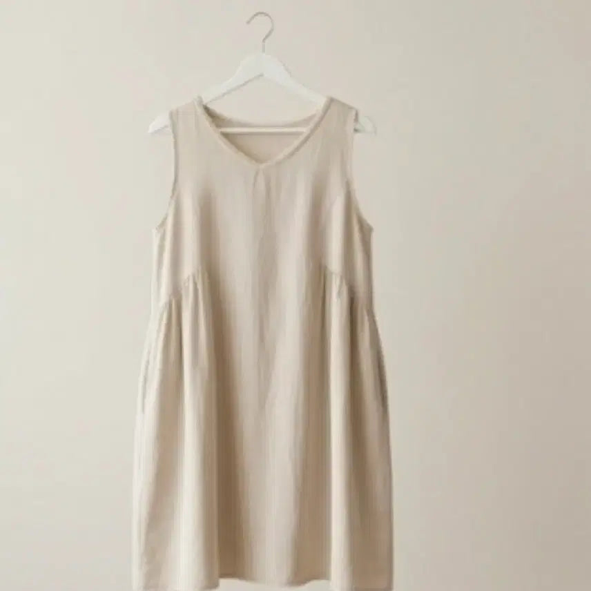 [BUNJANG] Linen Sleeveless Dress Beige Free Size / 새제품 베이지 린넨 민소매 원피스 프리