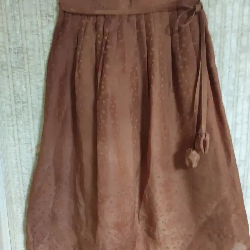 [BUNJANG] Natural Dye Brown Pattern Long Skirt / 미사용)천연염색브라운 패턴 롱 스커트