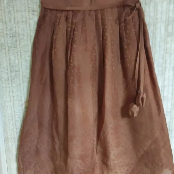 [BUNJANG] Natural Dye Brown Pattern Long Skirt / 미사용)천연염색브라운 패턴 롱 스커트