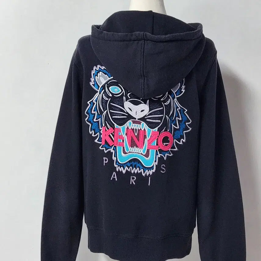 [BUNJANG] Kenzo Tiger Embroidery Hoodie Zip-Up Black S / [정품] 겐조(KENZO) 타이거 자수 후드 집업 블랙 S