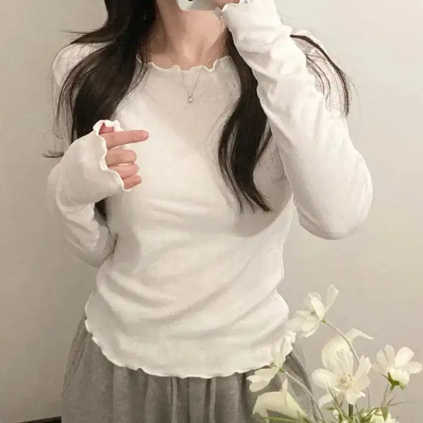 [BUNJANG] Frill Basic T-shirt / 프릴 기본티