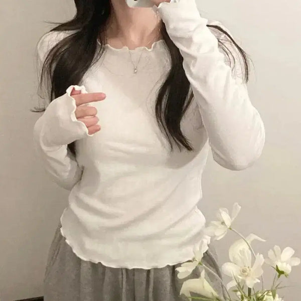 [BUNJANG] Frill Basic T-shirt / 프릴 기본티