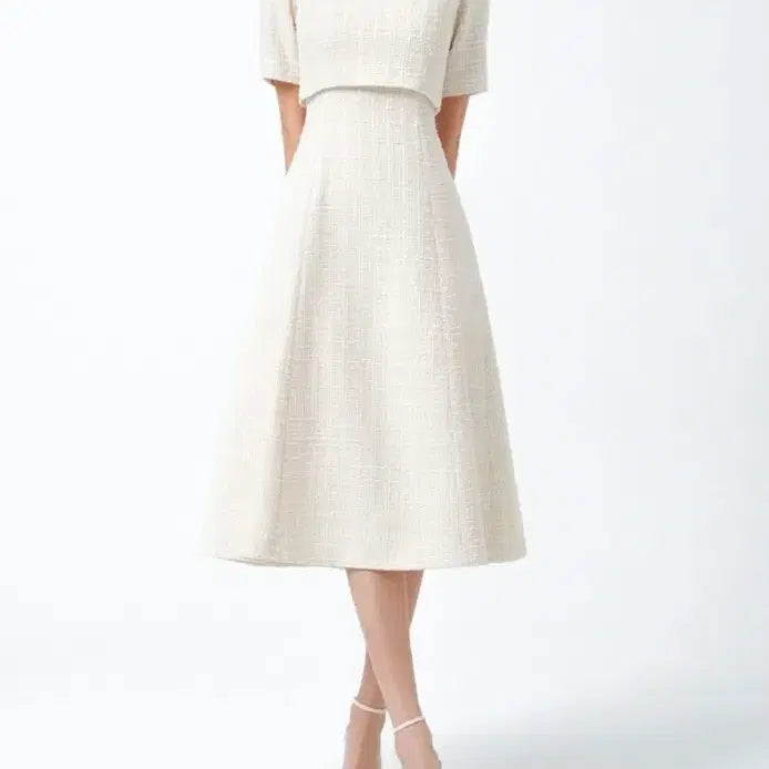 [BUNJANG] It Misha Tweed Flare Dress Ivory Size 55 / 새상품- 잇미샤 트위드 플레어 원피스 아이보리 55사이즈