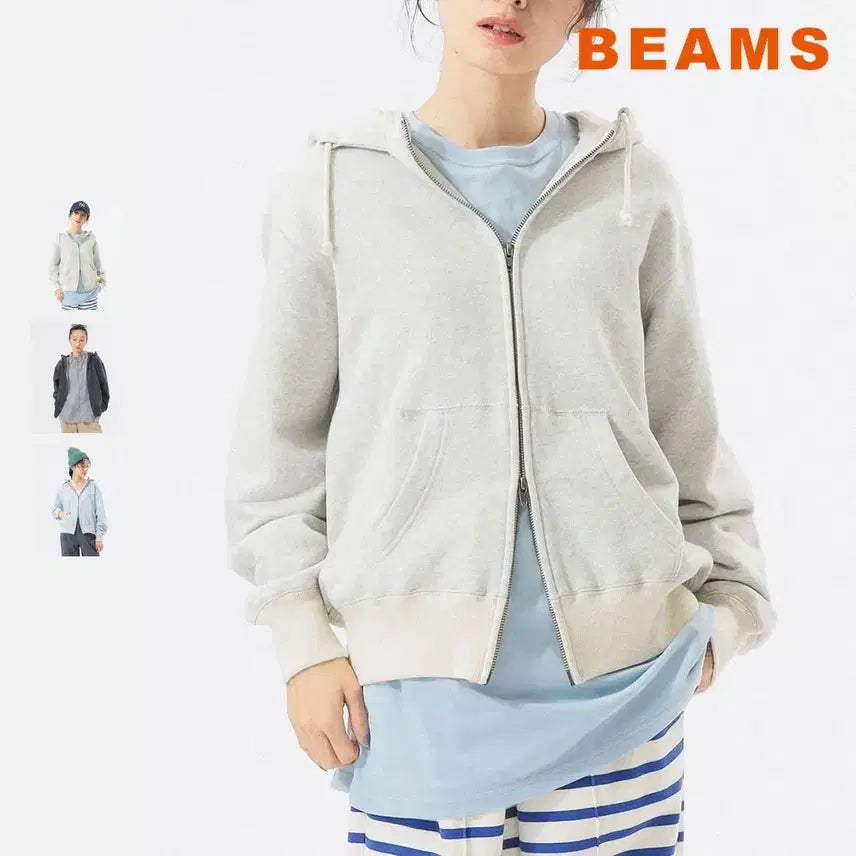 [BUNJANG] BEAMS BOY Retro Fit Zip-Up Hoodie / 빔즈 보이 레트로 핏 집업 후디