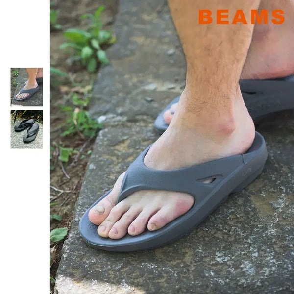 [BUNJANG] BEAMS HEART x OOFOS Original Leather Sandals / 빔즈 하트 OOFOS 오리지널 레더 샌들