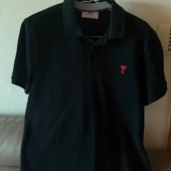 [BUNJANG] AMI Heart Logo Short Sleeve Polo Shirt Black XXL / 아미 하트 로고 반팔 카라티 블랙 XXL
