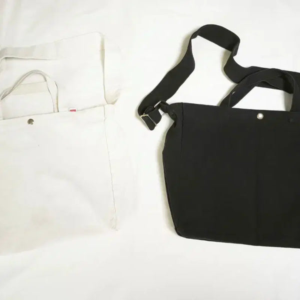 [BUNJANG] Uniqlo Canvas Tote Bag Set (White, Black) / 유니클로 캔버스 토트백 2개 세트