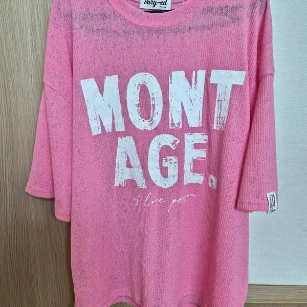 [BUNJANG] Sheer Pink T-Shirt (New) / 예쁜 핑크 시르루 티셔츠 (새상품) 55~77