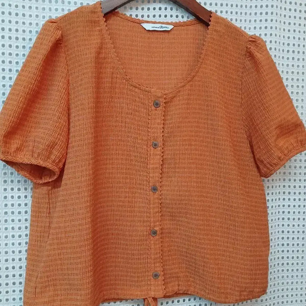 [BUNJANG] Roem Orange Puff Sleeve Shirt M / 로엠 오렌지색 퍼프소매 셔츠 M