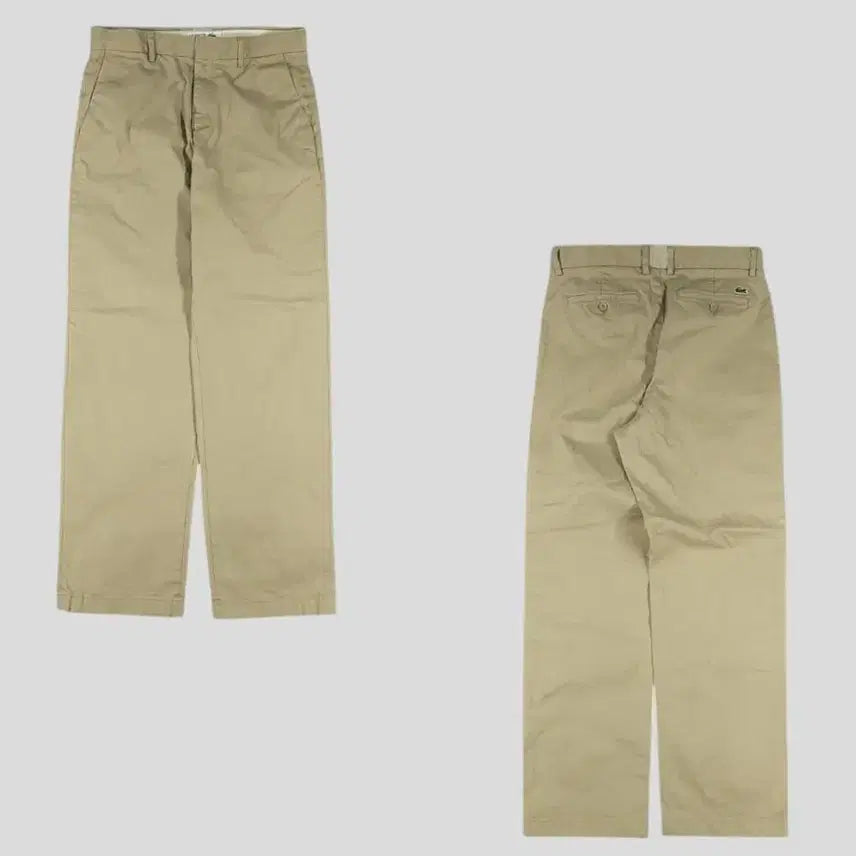 [BUNJANG] Lacoste Beige Croc Logo Relaxed Fit Chino Cotton Pants / 라코스테 베이지 크록로고 릴렉스드핏 치노 면바지 코튼팬츠 32