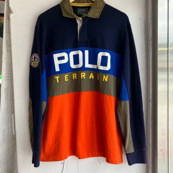 [BUNJANG] Polo Ralph Lauren Terrin Long Sleeve Polo Shirt / 폴로 랄프로렌 테린 긴팔 카라티 네이비 오렌지