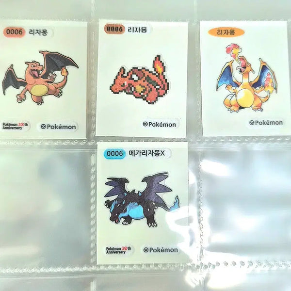 [BUNJANG] Pokemon Charizard 4 Types Bundle Set (30th Anniversary/Dot/Old Illustration/Mega) / 포켓몬 리자몽 띠부씰 4종 (30주년/도트/구일러/메가) 일괄