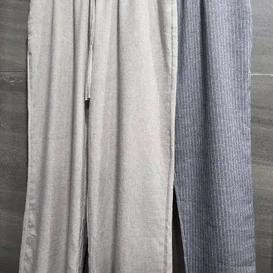 [BUNJANG] PIGMENT Women's Striped Summer Pants (Beige/Gray) / PIGMENT 피그먼트,  허리밴딩  시원한 썸머팬츠 F , 거의 새상품