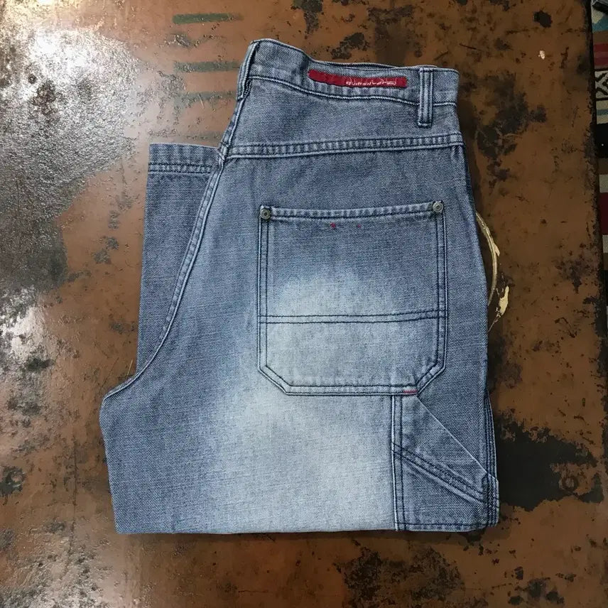 [BUNJANG] Quiksilver Grey Denim Carpenter Capris - Size 33 / 퀵실버 그레이 데님 카펜터 7부 팬츠 반바지 허리 33 사이즈