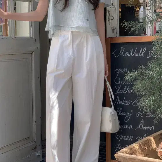 [BUNJANG] K-Club White Long Pintuck Pants / 케이클럽 화이트 롱 핀턱 팬츠