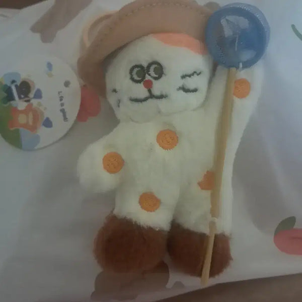 [BUNJANG] Fluffy Cat Plush Fishing Rod Charm Keychain / 복슬복슬 고양이 인형 낚시놀이 키링