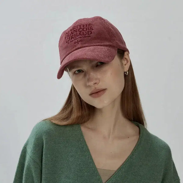 [BUNJANG] Marithe Corduroy Logo Cap Dark Pink / 마리떼 CORDUROY LOGO CAP dark pink