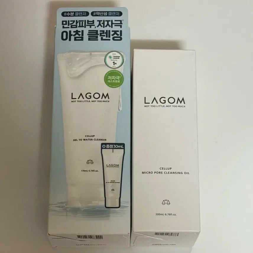 [BUNJANG] LAGOM Cellup Gel-to-Water Cleanser & Micro Pore Cleansing Oil Set / (새상품) 라곰 셀럽 젤 투 워터 클렌저 마이크로 포어 클렌징 오일