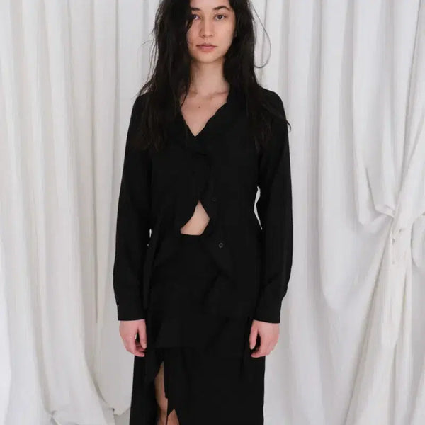 [BUNJANG] Have Been Ruffle Blouse Black / 해브빈 러플 블라우스 블랙