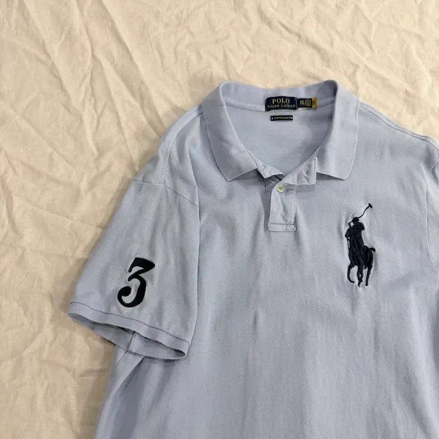 [BUNJANG] Polo Ralph Lauren Custom Slim Fit Big Pony T-Shirt Sky Blue / 폴로 랄프로렌 커스텀 슬림핏 빅포니 반팔 카라티 하늘