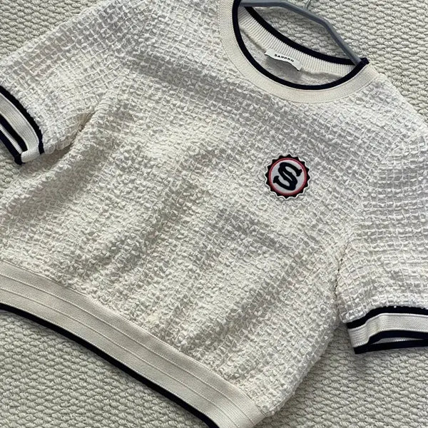 [BUNJANG] Sandro Tweed Short Sleeve Knit / 산드로(SANDRO) 트위드 반팔 니트