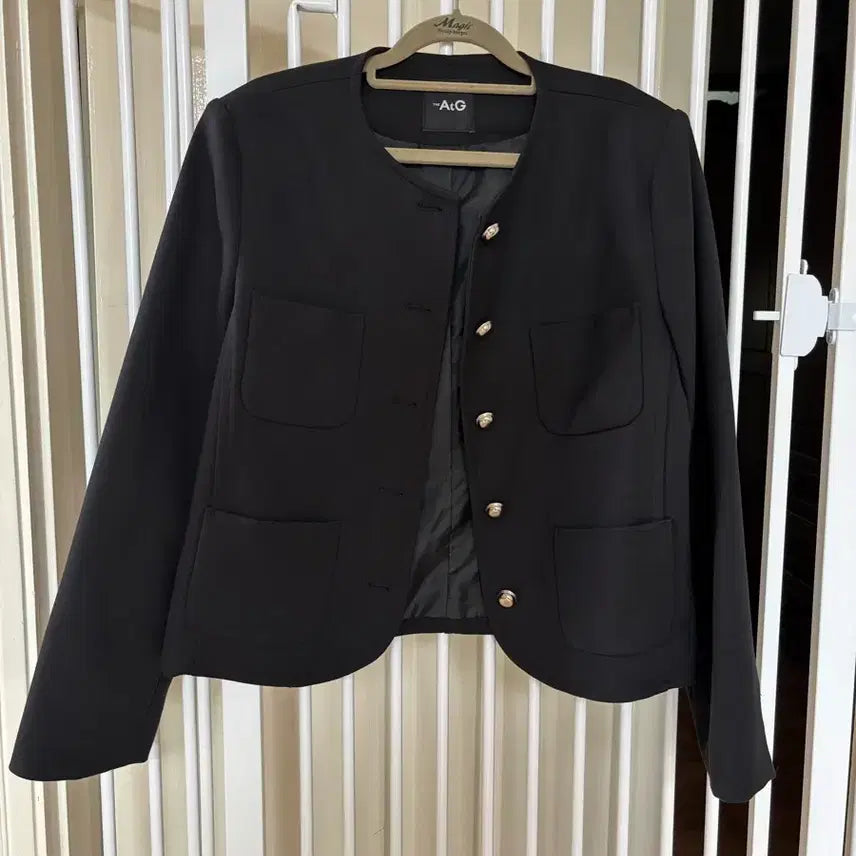 [BUNJANG] The Edge Black Collarless Jacket Size 100 / 더엣지 블랙 노카라 자켓 100