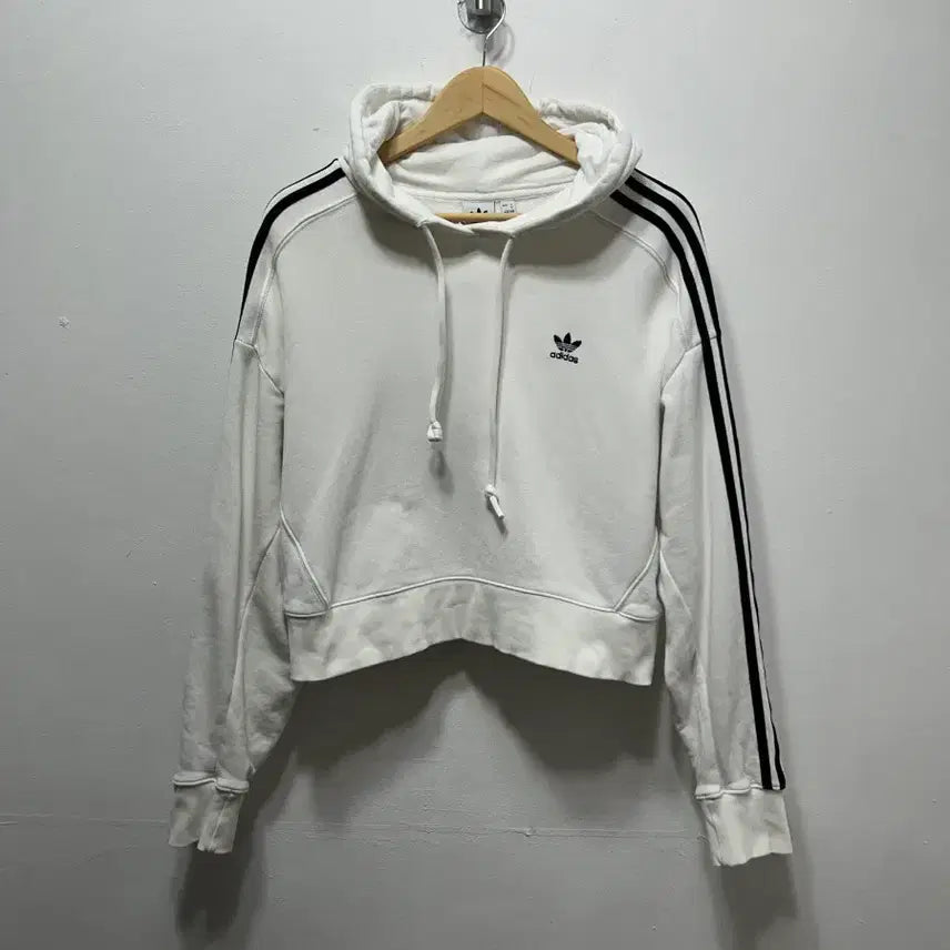 [BUNJANG] Adidas Three-Stripes Cropped Hoodie White S / 아디다스 삼선 크롭 후드티 화이트 S