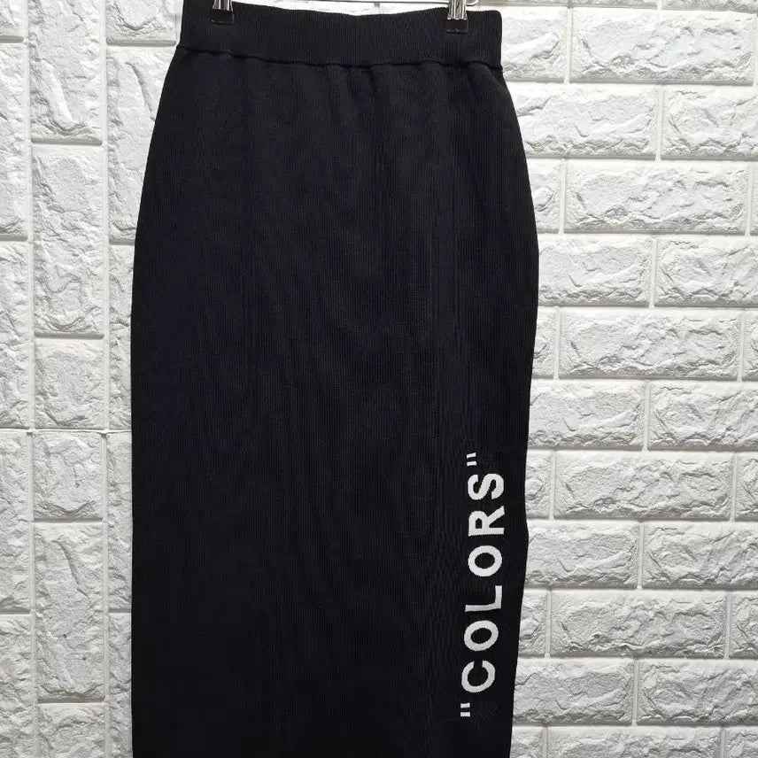 [BUNJANG] Benetton Side Slit Knit Lettering Long Skirt / 베네통 옆트임 니트 레터링 롱 스커트 66