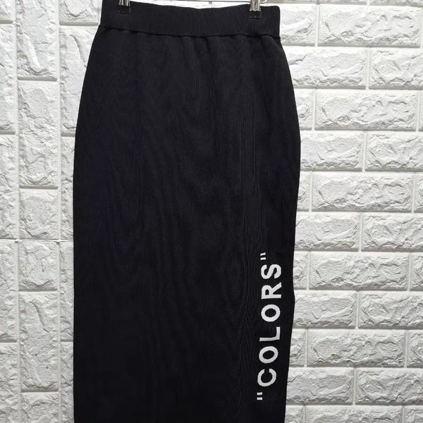 [BUNJANG] Benetton Side Slit Knit Lettering Long Skirt / 베네통 옆트임 니트 레터링 롱 스커트 66