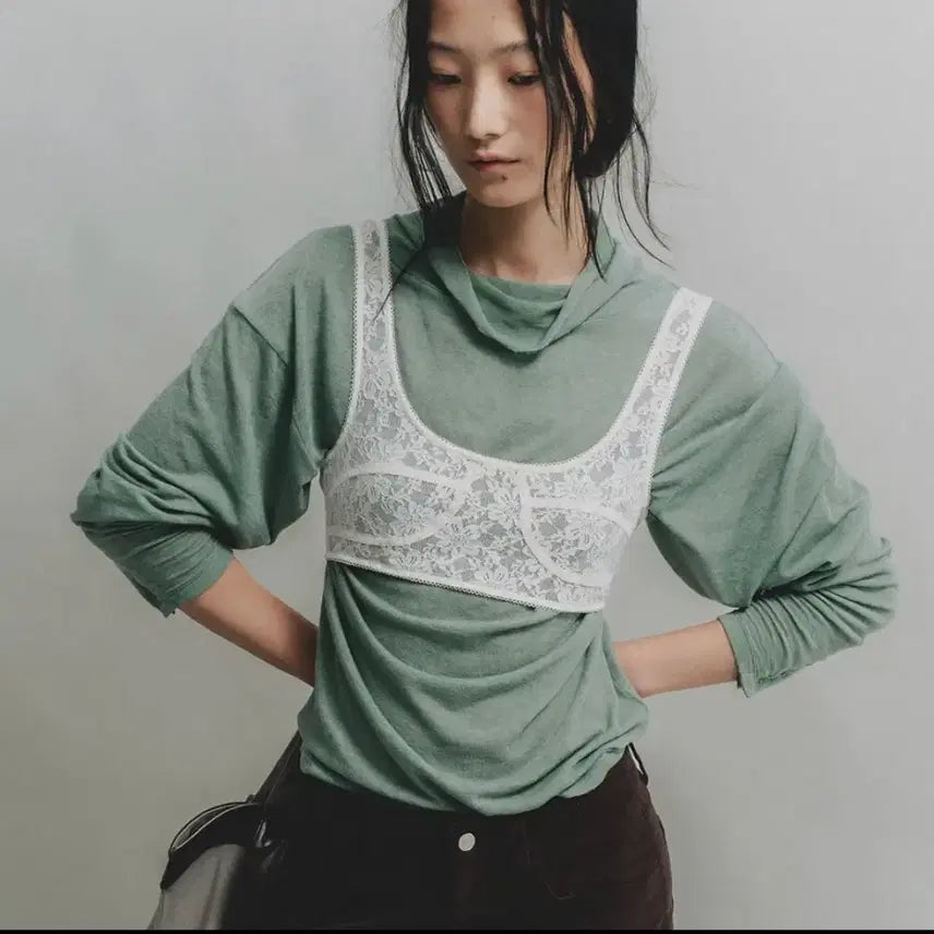 [BUNJANG] Salty Pebble Tie Lace Bra Top / 솔티페블 타이 레이스 브라 탑