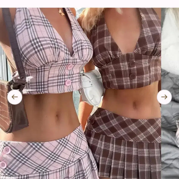 [BUNJANG] Angelruche Pink Check Skirt / angelruche 엔젤루체 핑크 체크 스커트