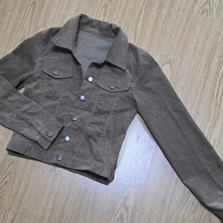 [BUNJANG] Women's Corduroy Semi-Cropped Jacket Brown / 여성 코듀로이 골덴 세미크롭 자켓 브라운