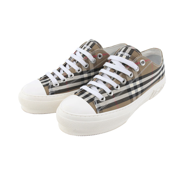 [BUNJANG] Burberry Check Logo Cotton Leather Sneakers Archive Beige / 버버리 체크 로고 스니커즈 8049745 A7028