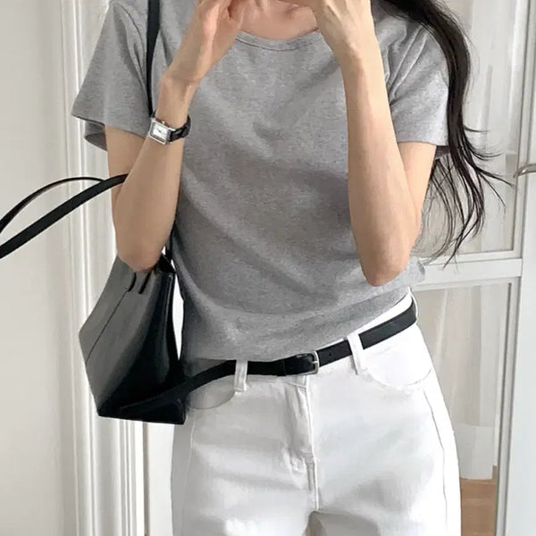[BUNJANG] Unisex Grey Short-Sleeve T-Shirt / 그레이 반팔